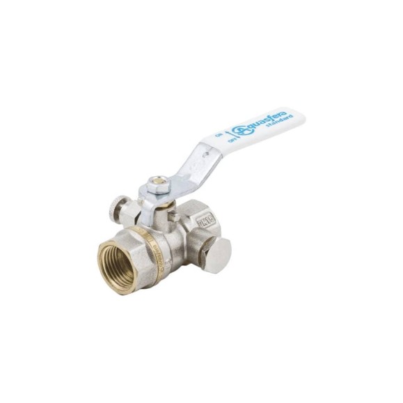 Кран шаровой латунный Aquasfera 1132 Standard никелированный, Ду20, Ру30, муфта/муфта, рычаг, с воздухоотводчиком 1132-02 107-8254
