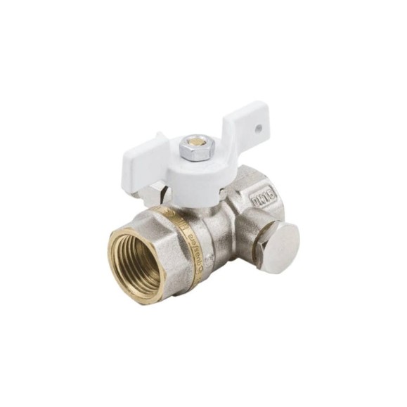 Кран шаровой латунный Aquasfera 1133 Standard никелированный, Ду15, Ру40, муфта/муфта, бабочка, с воздухоотводчиком 1133-01 107-8256