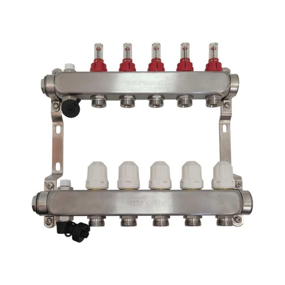 Коллекторный блок с расходомерами PROFLINE 5 выходов 1x3/4 УТ-00049411 Коллекторный блок с расходомерами PROFLINE 5 выходов 1x3/4 УТ-00049411
