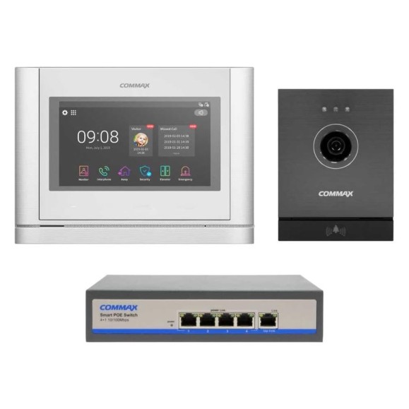 IP Комплект видеодомофона, вызывной панели и коммутатора COMMAX CIOT-1020MWhite/D21M/H4L2 CIOT-1020MWhite/CIOT-D21M/CIOT-H4L2