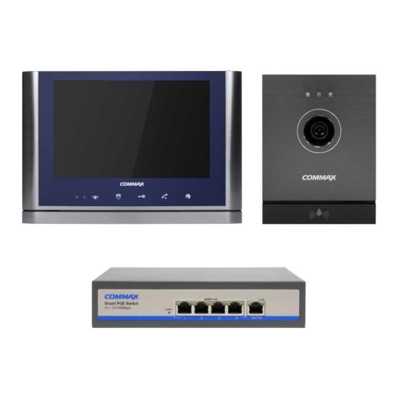 IP Комплект видеодомофона, вызывной панели и коммутатора COMMAX CIOT-1020MSilver+Blue/D21M/H4L2 CIOT-1020MSilver+Blue/CIOT-D21M/CIOT-H4L2