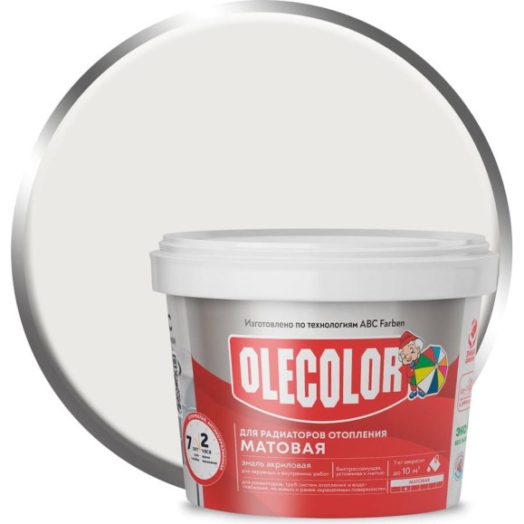 Акриловая эмаль для радиаторов отопления OLECOLOR 0.5 кг 4300006116 Акриловая эмаль для радиаторов отопления OLECOLOR 0.5 кг 4300006116