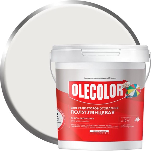 Акриловая эмаль для радиаторов отопления OLECOLOR полуглянцевая, 1 кг 4300007667 Акриловая эмаль для радиаторов отопления OLECOLOR полуглянцевая, 1 кг 4300007667