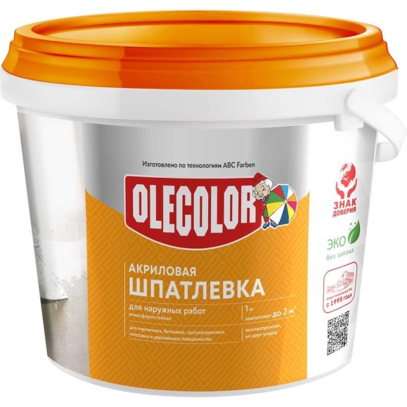 Акриловая шпатлевка OLECOLOR для наружных работ, 1.6 кг 4300000131 Акриловая шпатлевка OLECOLOR для наружных работ, 1.6 кг 4300000131