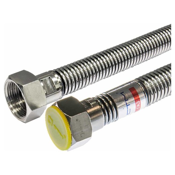Подводка для газа СТМ ГАЗ сильфонная, 1/2", гайка-гайка, 120 см CGHF1212 Подводка для газа СТМ ГАЗ сильфонная, 1/2", гайка-гайка, 120 см CGHF1212