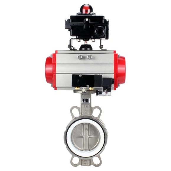 Затвор DN.ru 316L-316L-PTFE Ду250 Ру16 с пневмоприводом, пневмораспределителем, БКВ D050-19208 Затвор DN.ru 316L-316L-PTFE Ду250 Ру16 с пневмоприводом, пневмораспределителем, БКВ D050-19208