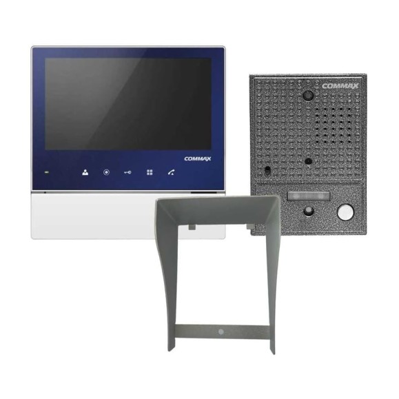 Комплект видеодомофона и вызывной панели COMMAX CDV-70H2(синий)/DRC-4CGN2(серебро)+Козырек Комплект видеодомофона и вызывной панели COMMAX CDV-70H2(синий)/DRC-4CGN2(серебро)+Козырек