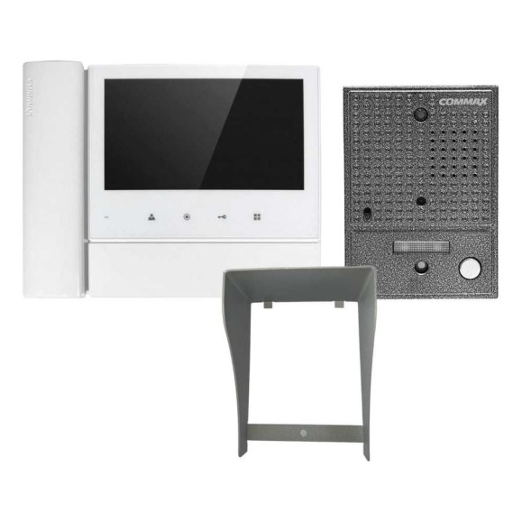 Комплект видеодомофона и вызывной панели COMMAX CDV-70N2 (белый)/DRC-4CGN2(серебро)+Козырек CDV-70N2(белый)/DRC-4CGN2(серебро)+Козырек