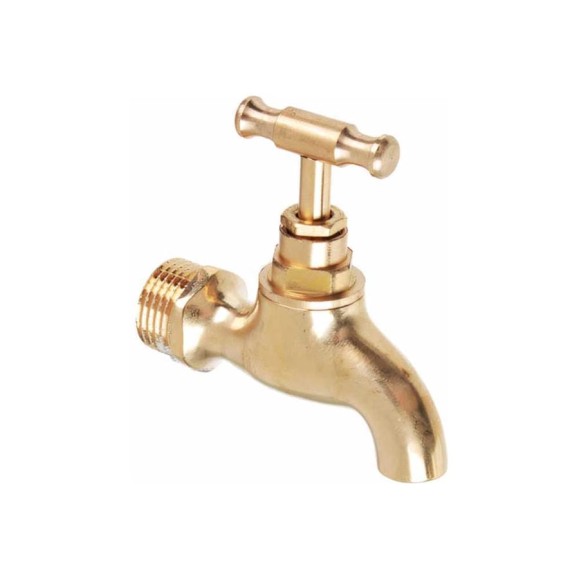 Водоразборный кран FRESSO короткий излив, ручка вентиль, 1/2", латунь 554-086