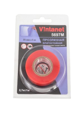 Двусторонняя лента на ПЭТ основе Vintanet 5697М прозрачная, влагостойкая, 25 мм х 5 м 5697M 25MMX5M