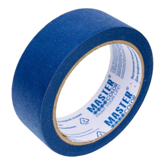 Малярная бумажная лента MASTER COLOR синяя, термостойкость до 100C, 36 мм х 25 м 30-6113