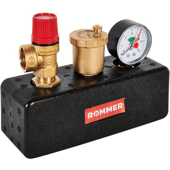 Группа безопасности котла ROMMER 3 бар, 1  (до 50 кВт) (в теплоизоляции) RVS-0004-055025 RG0092LPJR7P1E