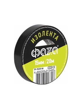 ПВХ-изолента ФАZА 15 мм х 20 м, черная 5013483