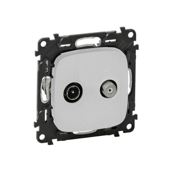 Розетка TV/SAT Legrand Valena ALLURE двухкабельная, с лицевой панелью, алюминий 753958