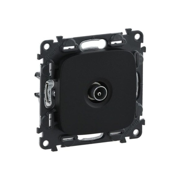 Розетка ТВ Legrand Valena ALLURE проходная, 1,5дБ/14дБ, 0-2400 МГц, с лицевой панелью, антрацит 753981