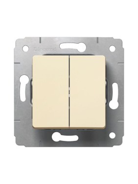Двойной переключатель Legrand Cariva на 2 направления, двухклавишный, автоматические клеммы, 10 или 16 АX, 250 В~, слоновая кость 773708