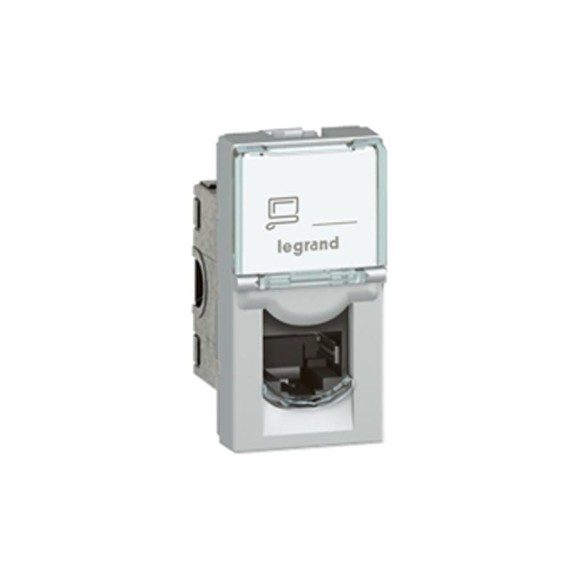 Розетка RJ 45 Legrand программа Mosaic категория 6, FTP, 1 модуль, алюминий 079462