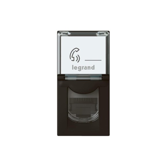 Розетка RJ 45 Legrand программа Mosaic категория 6, FTP, 1 модуль, матовая черная 079162L