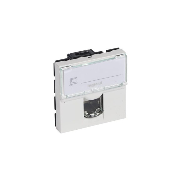 Розетка RJ 45 Legrand программа Mosaic категория 6, STP, экранированная, 2 модуля, белый 076566