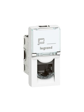 Розетка RJ 45 Legrand программа Mosaic категория 6a, STP, 1 модуль, белый, из антибактериального материала 076584