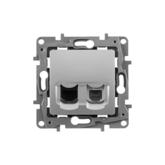 Розетка двойная RJ11+RJ45 Legrand Etika категория 5e, UTP, алюминий 672452