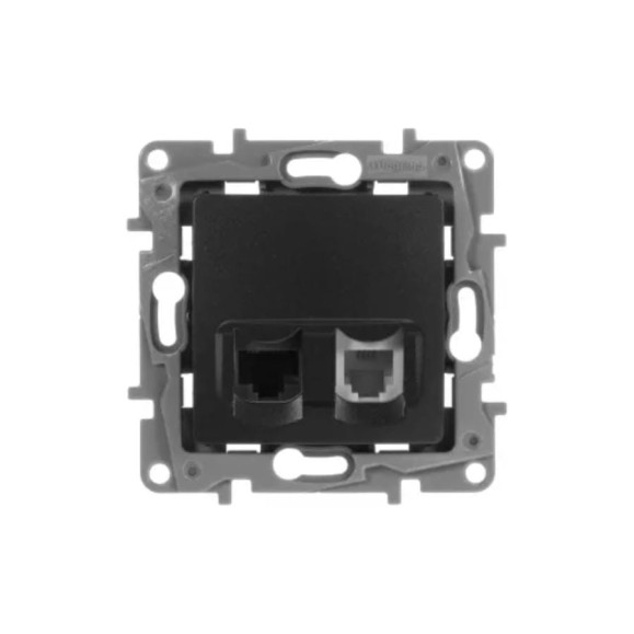 Розетка двойная RJ11+RJ45 Legrand Etika категория 5e, UTP, антрацит 672652