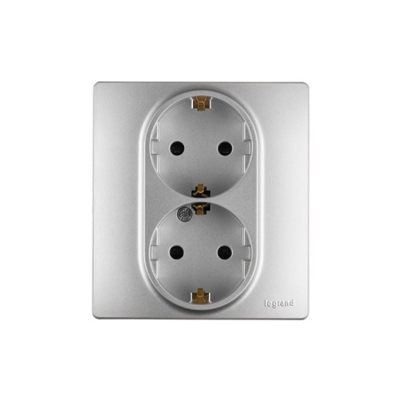 Розетка двойная Legrand Inspiria с заземлением, со шторками, в сборе, 16А, 250В, безвинтовые зажимы, алюминий 673757 Розетка двойная Legrand Inspiria с заземлением, со шторками, в сборе, 16А, 250В, безвинтовые зажимы, алюминий 673757
