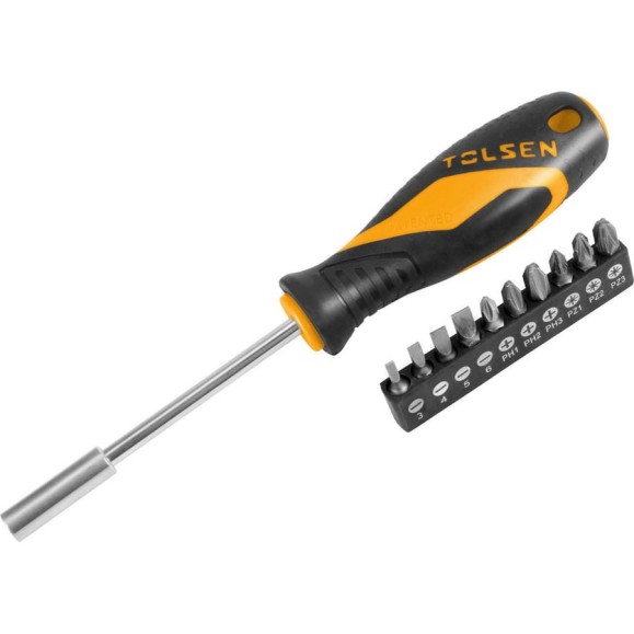 Отвертка с битами TOLSEN 1/4" 25 мм, 11 пр 20044