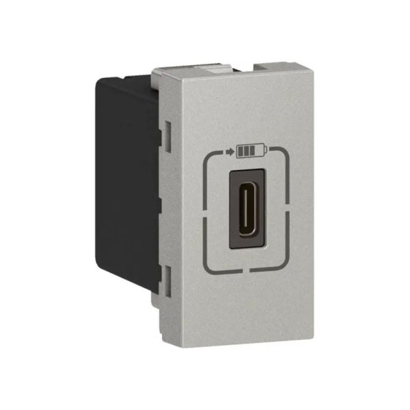 Розетка USB-C Legrand программа Mosaic для зарядки, 1 модуль, алюминий 079389