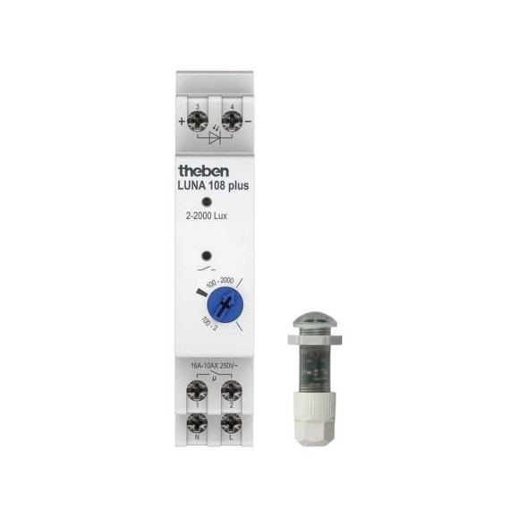 Фотореле Theben LUNA 108 plus EL, 230В, 16А, 2.6кВт, 2-2000люкс, IP20, датчик врезного монтажа IP66 1080900 Фотореле Theben LUNA 108 plus EL, 230В, 16А, 2.6кВт, 2-2000люкс, IP20, датчик врезного монтажа IP66 1080900