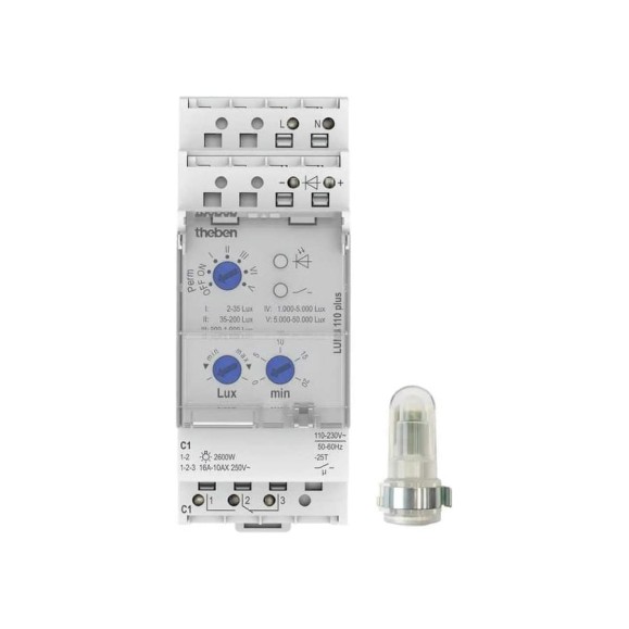 Фотореле Theben LUNA 110 plus AL, 110-230VAC, 16A, 2,6кВт, датчик накладного монтажа IP55 1100910