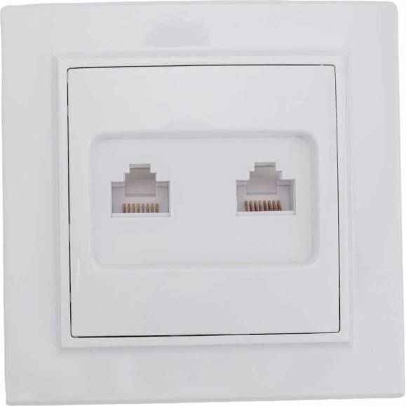 Розетка EKF Минск, RJ-45, 2-местная, СП, белая ERK02-035-10