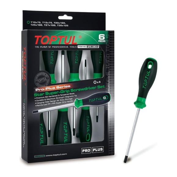 Набор отверток TOPTUL серии Pro-Plus TORX T10-T30, 6 предметов в картоне GFE-0604 Набор отверток TOPTUL серии Pro-Plus TORX T10-T30, 6 предметов в картоне GFE-0604