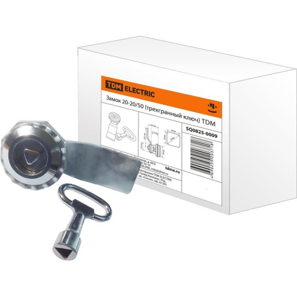Замок TDM ELECTRIC 20-20/50 трехгранный ключ 9 шт SQ0825-0009