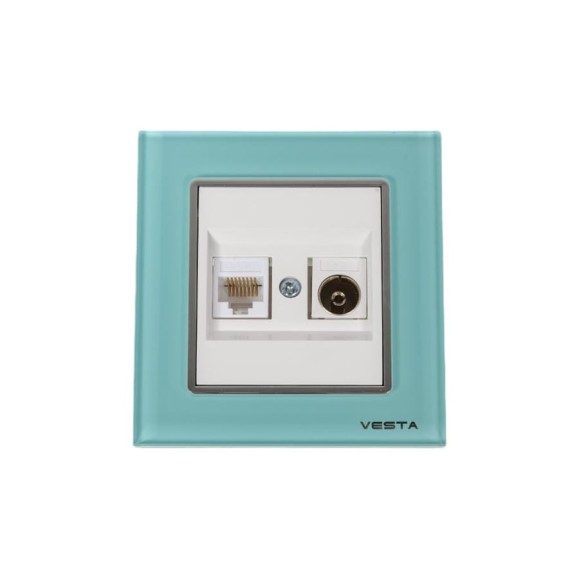 Розетка Metronex Electric Exclusive Blue для сетевого кабеля LAN + TV FRZTV010002BLU