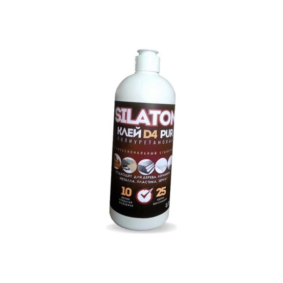 Клей SILATON PUR D4 10.25 Профессиональный столярный, полиуретановый для дерева, 0.5 кг PURD410.25/05