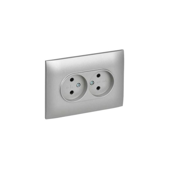 Розетка 2-я IEK SKANDY без з/к с з/ш 10А в сборе SK-R09S серебро SK-R23-10-K23-F Розетка 2-я IEK SKANDY без з/к с з/ш 10А в сборе SK-R09S серебро SK-R23-10-K23-F