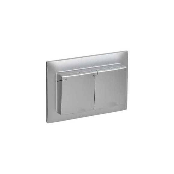 Розетка 2-я IEK SKANDY с крышкой 16А в сб IP44 SK-R12S серебро SK-R26-16-44-K23-F