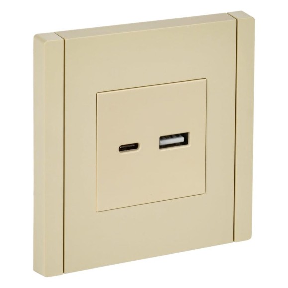 Розетка IEK FORTEPIANO USB A+C 3,1А FP450 ваниль FP-U22-D31-K10 Розетка IEK FORTEPIANO USB A+C 3,1А FP450 ваниль FP-U22-D31-K10