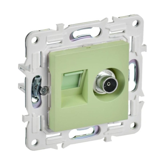 Розетка IEK SKANDY двойная TV+RJ45 кат.5E SK-A14M мятный SK-AK20-1-K06