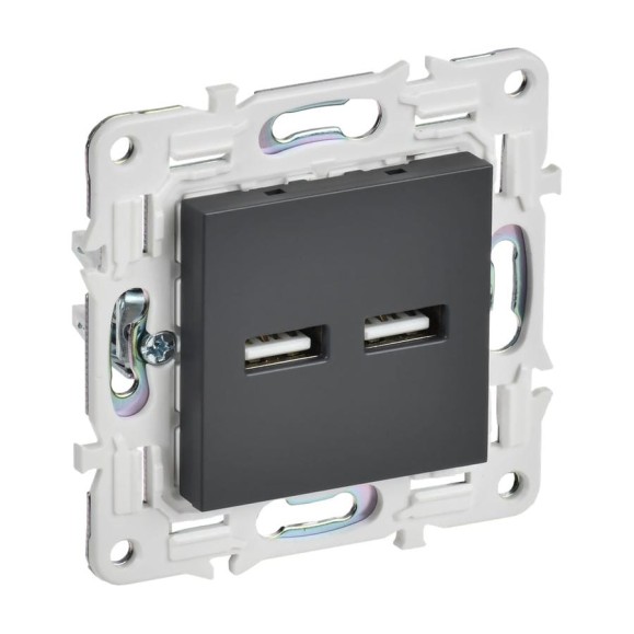 Розетка IEK SKANDY USB A+A 3,1А SK-R15T титан SK-U21-D31-K48