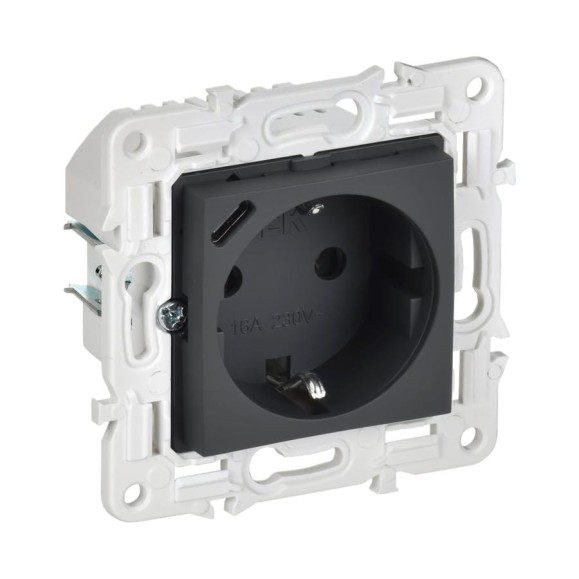 Розетка IEK SKANDY с з/к/ш 16А с USB C 18Вт SK-R17G графит SK-R14-16-U14-018-K53