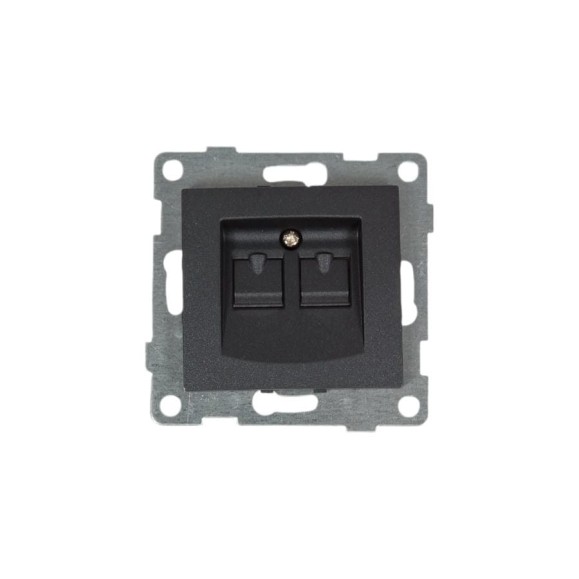 Телефонная розетка GUSI ELECTRIC Bravo RJ12, двойная, СУ, графит С10Т2-010