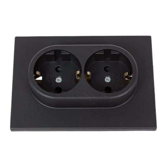 Механизм розетки GUSI Electric GUSI UGRA 2-ой с/з с з/ш, скрытая установка, 16А, 250В Цвет графит C11Р6-010