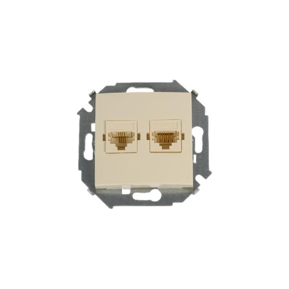 Телефонная + компьютерная розетка Simon RJ11+RJ45 кат.5е, слоновая кость 20 1591590-031 Телефонная + компьютерная розетка Simon RJ11+RJ45 кат.5е, слоновая кость 20 1591590-031