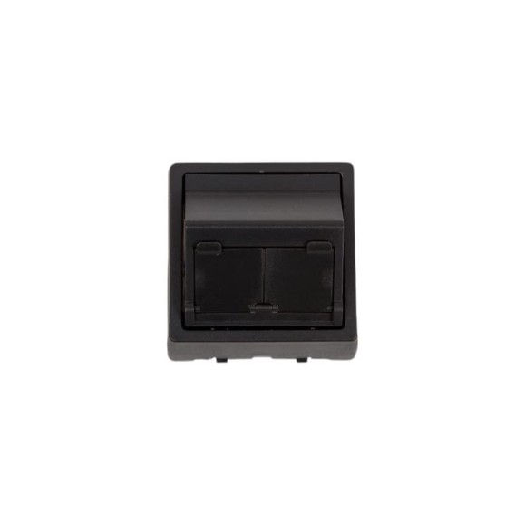 Адаптер Simon на 2 коннектора RJ45 KEYSTONE, AMP, Brand-Rex, KRONE, S73 Loft, графит 73086-62