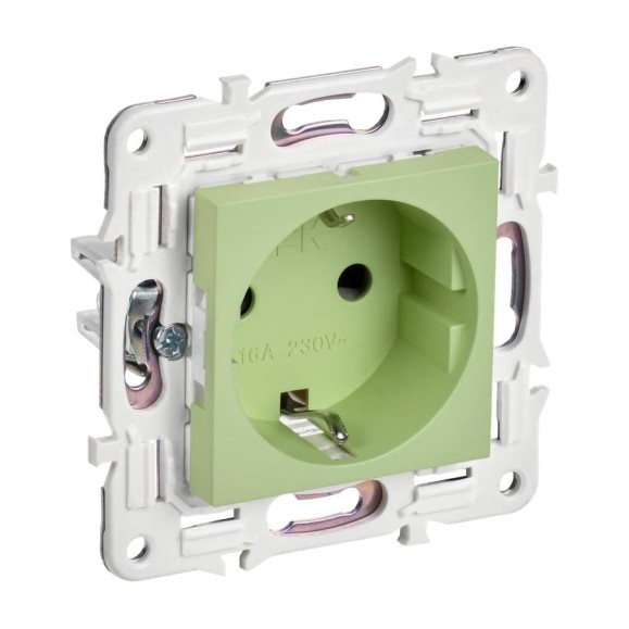 Розетка IEK SKANDY SK-R05M с заземляющим контактом, без защитных шторок, 16А, мятный SK-R11-16-K06