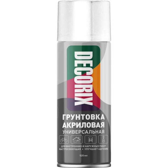 Аэрозольная акриловая грунтовка Decorix (матовая; белая; 520 мл) 0108-24 DX Аэрозольная акриловая грунтовка Decorix (матовая; белая; 520 мл) 0108-24 DX
