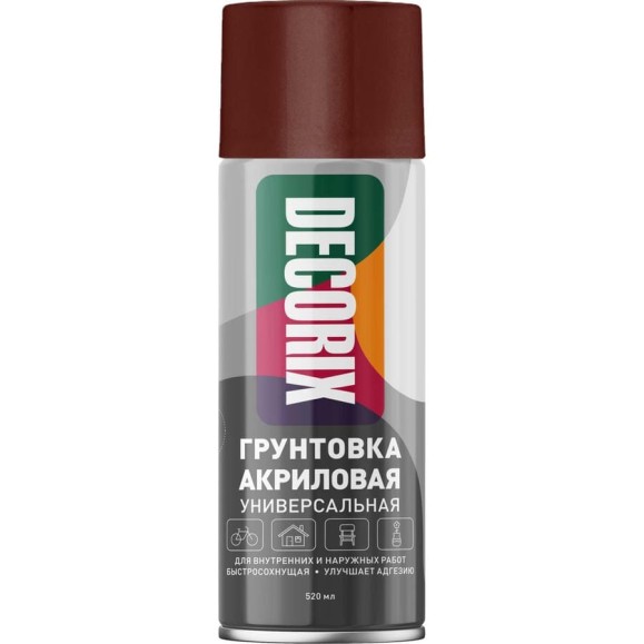 Аэрозольная грунтовка по ржавчине Decorix 400 мл, красно-коричневая 0108-11 DX Аэрозольная грунтовка по ржавчине Decorix 400 мл, красно-коричневая 0108-11 DX