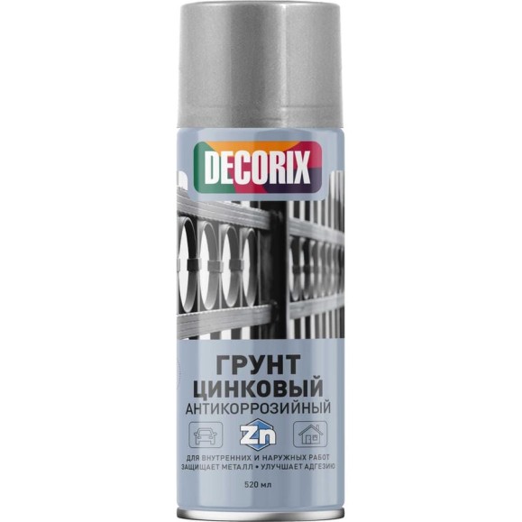 Аэрозольный грунт Decorix (антикоррозийный; цинковый; матовый; 520 мл) 0143-01 DX Аэрозольный грунт Decorix (антикоррозийный; цинковый; матовый; 520 мл) 0143-01 DX